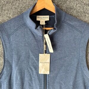 Tommy Bahama Vest Mens S Reversible Full‎ Zip Sleeveless Blue Heather NWT